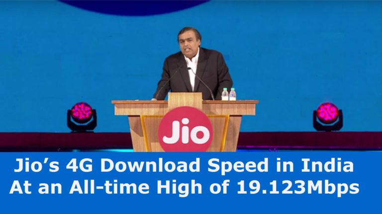 Jio 4g Download Speed in india all time high