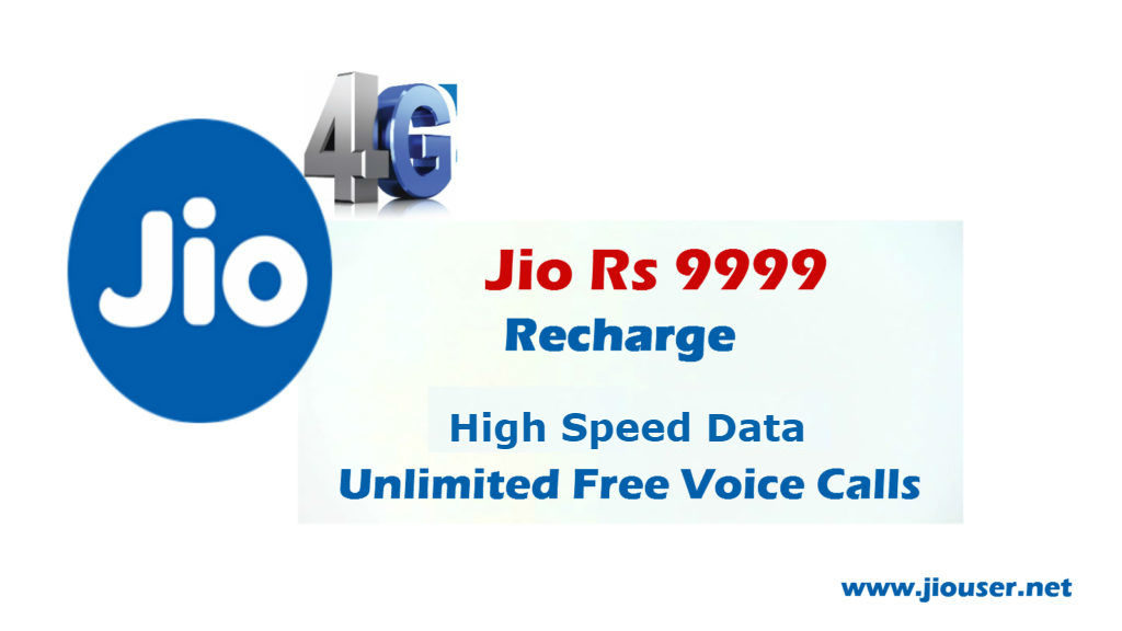Jio 9999 online recharge plan details